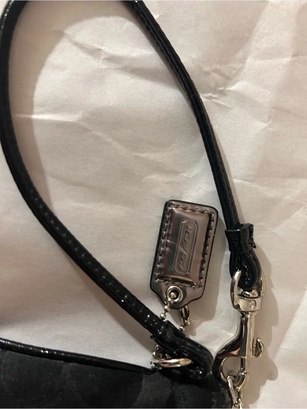 Vintage Coach Poppy Black Signature C Wristlet with Silver Hardware